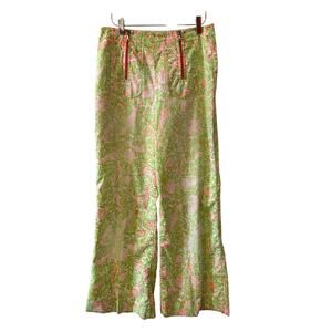 Vintage 60s 70s The Lilly Lilly Pulitzer Flare Leg Pants Green Tiger Owl Print